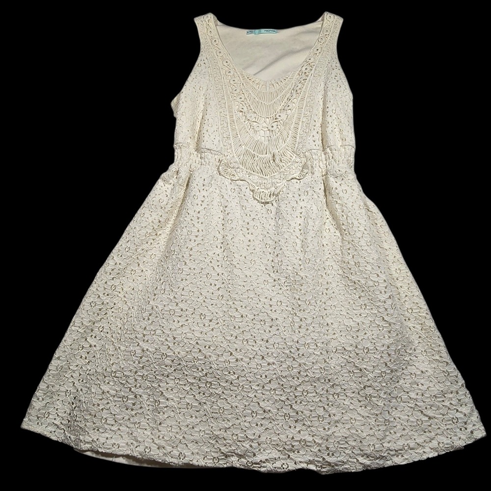 Maurices Ivory Lace Crochet Mini Dress Womens Large coquette Boho whimsy fairy